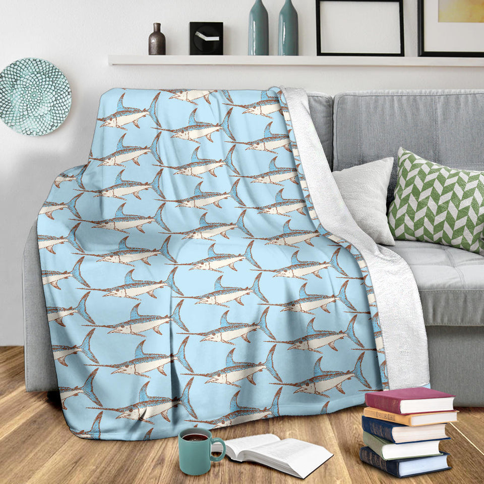 Swordfish Pattern Print Design 01 Premium Blanket