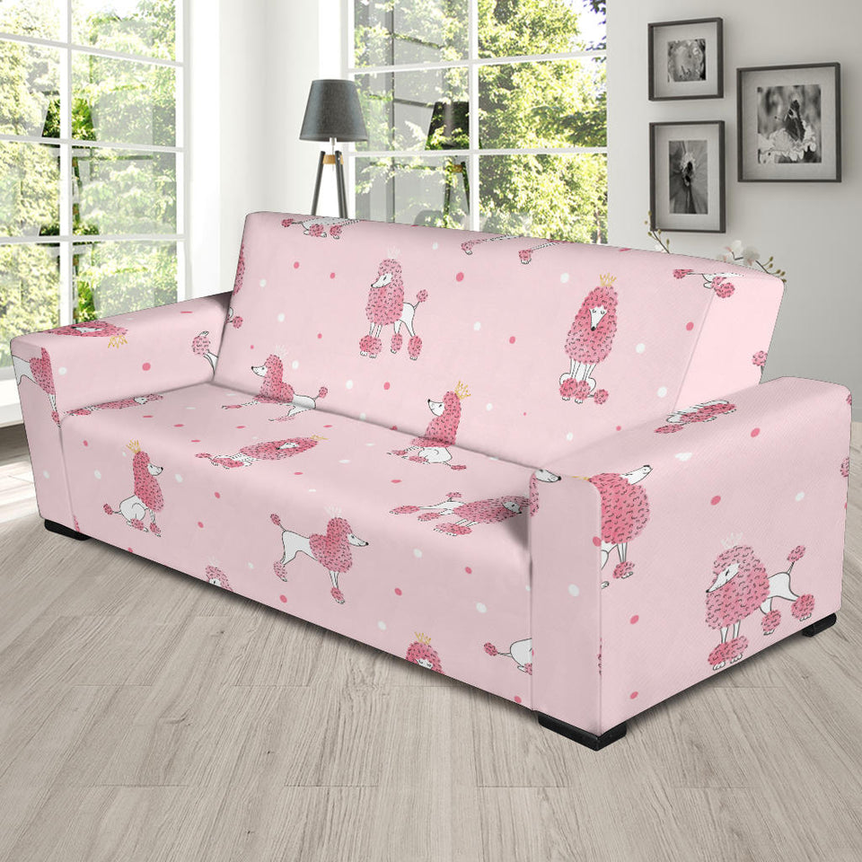 Poodle Dog Pink Color Theme Sofa Slipcover