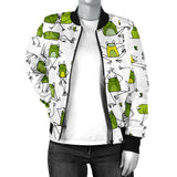 Sketch Funny Frog Pattern Women'S Bomber Jacket
