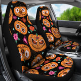 Pumpkin Flowers Spiderweb Halloween Theme Universal Fit Car Seat Covers