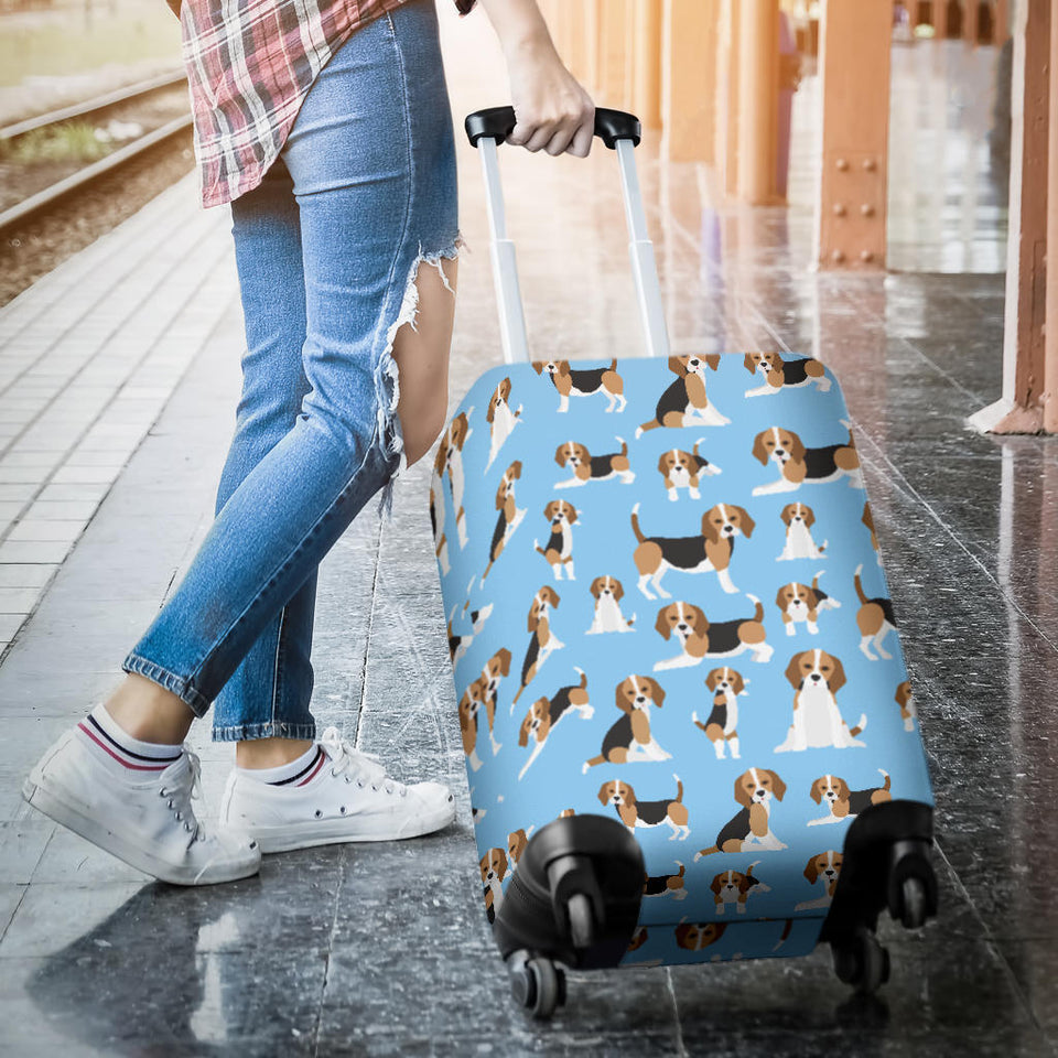 Beagle Dog Blue Background Pattern Luggage Covers