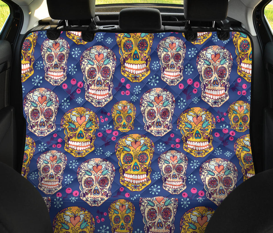 Sugar Skull Flower Pattern Dog Car Seat Covers