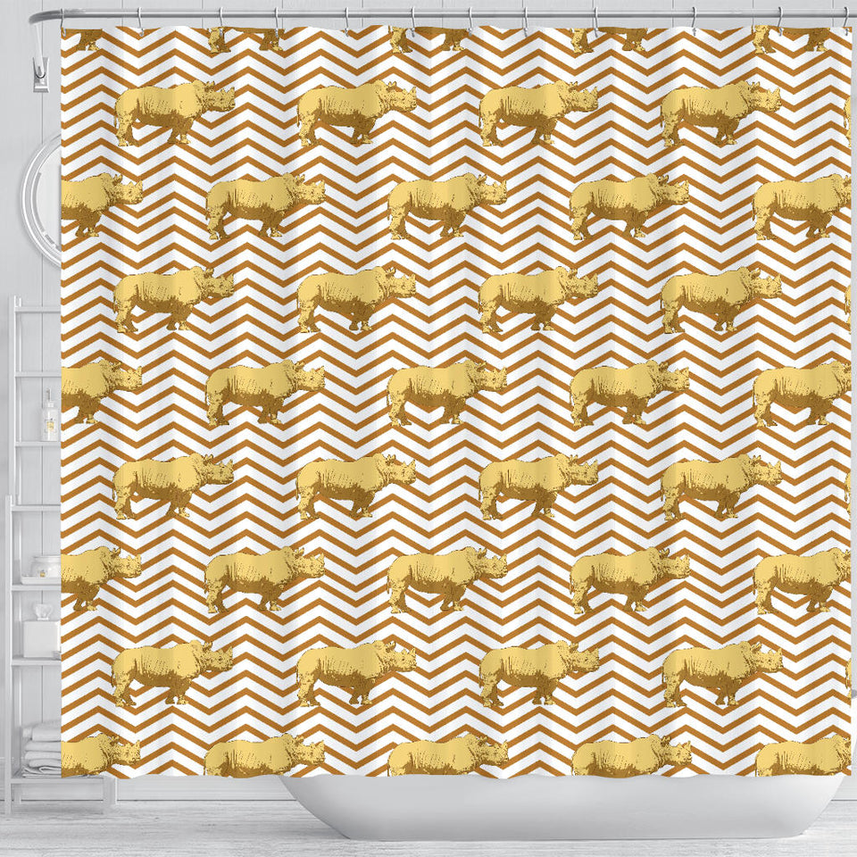 Rhino Yellow Theme Pattern Shower Curtain Fulfilled In US