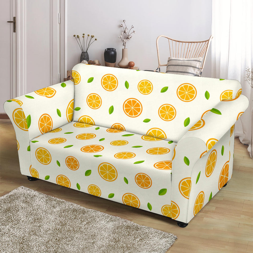 Oranges Leaves Pattern Loveseat Couch Slipcover