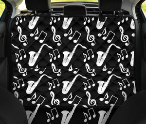 Saxophone Music Notes Treble Clef Black White Theme Dog Car Seat Covers