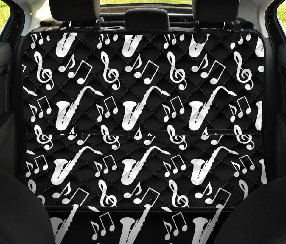 Saxophone Music Notes Treble Clef Black White Theme Dog Car Seat Covers