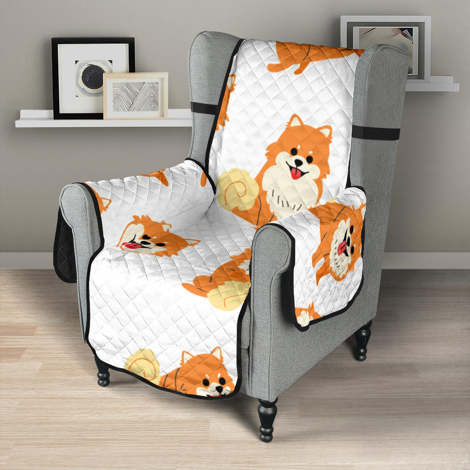 Brown pomeranian pattern Chair Cover Protector