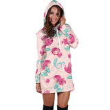 Cute Little Mermaid Pattern Women'S Hoodie Dress