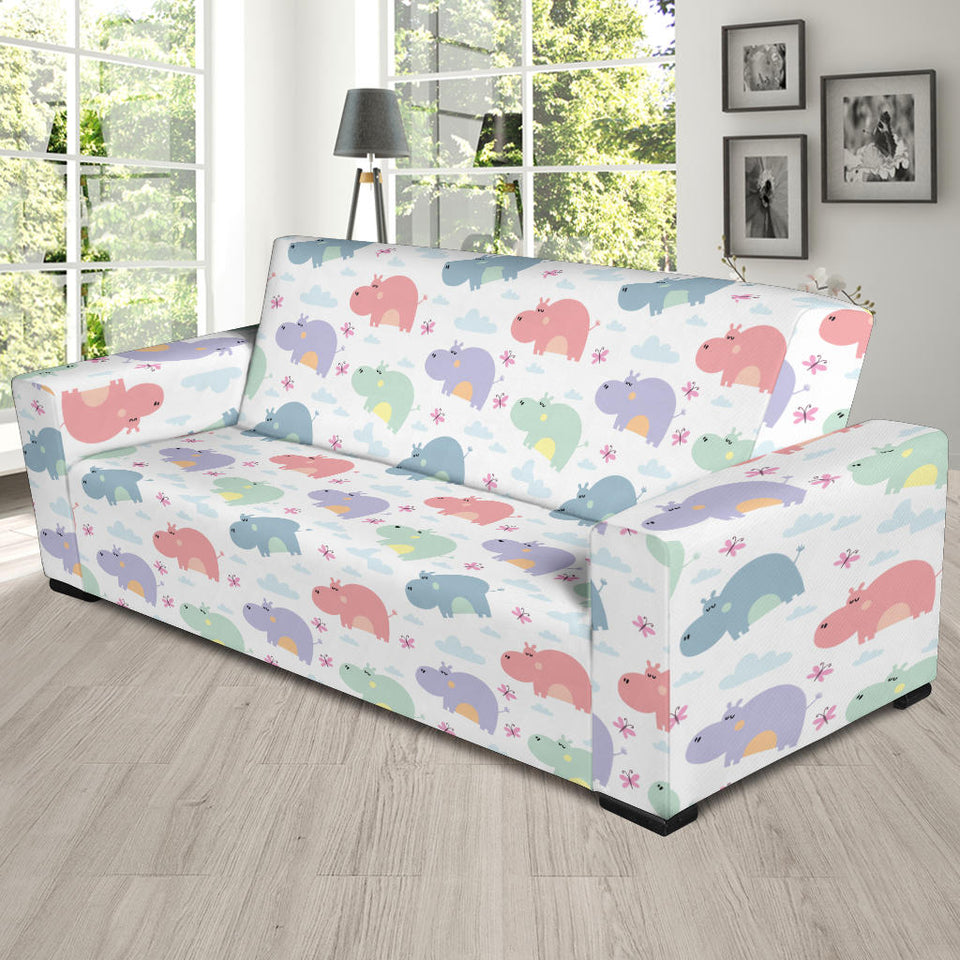 Hippopotamus Pattern Print Design 03 Sofa Slipcover