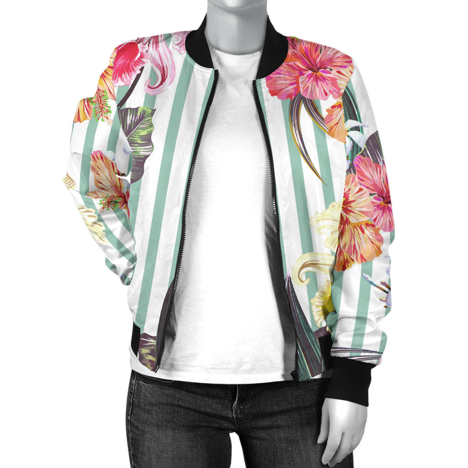 Colorful Orchid Flower Pattern Women'S Bomber Jacket