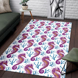 Purple Seahorse Blue Coral Pattern Area Rug