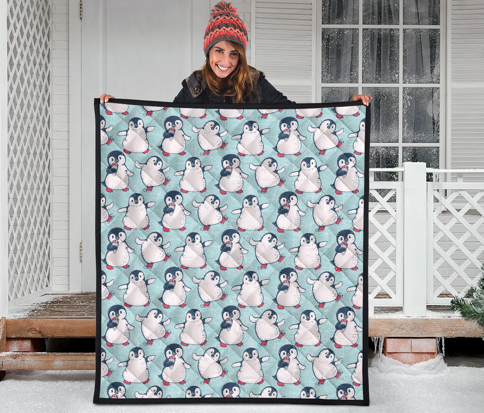 Cute Penguin Pattern Premium Quilt