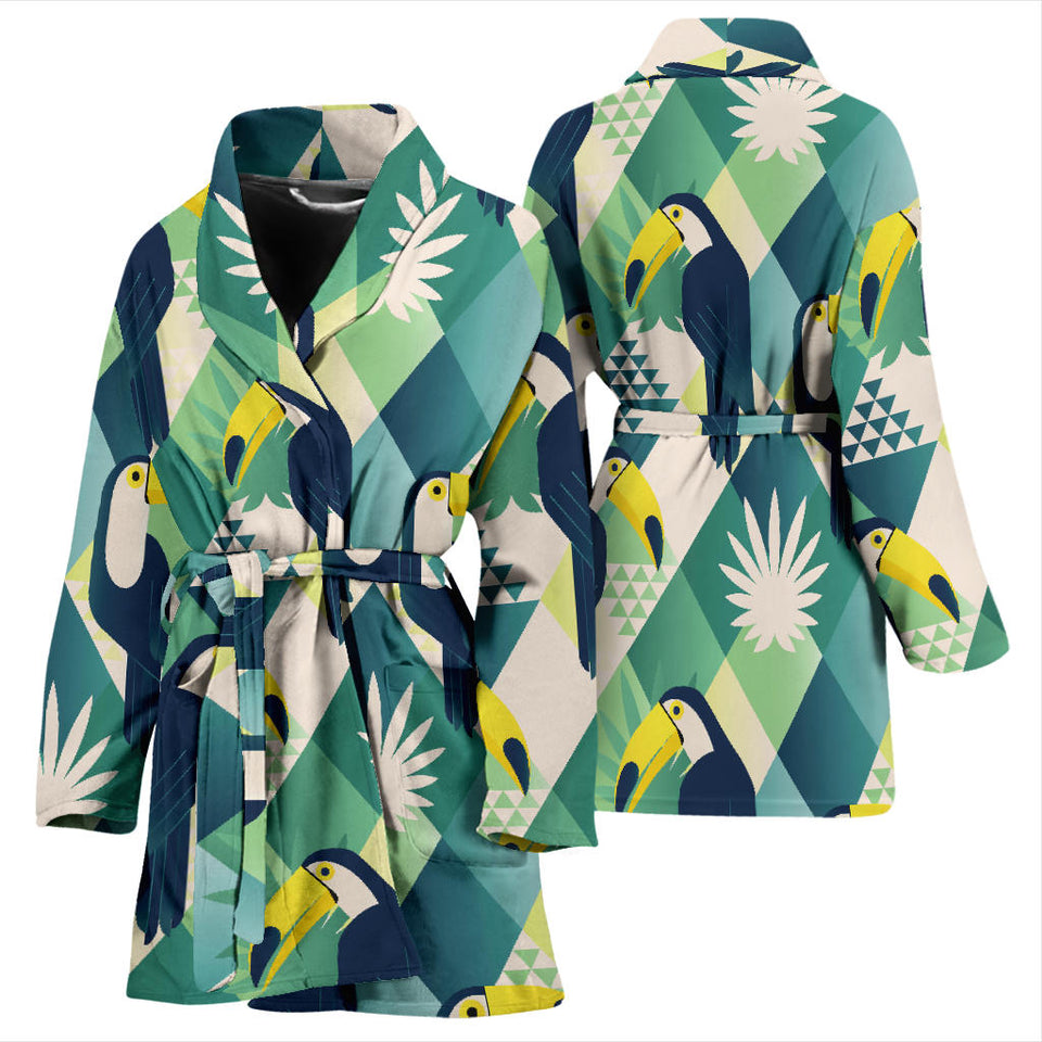 Toucan Tropical Leaves Design Pattern  Women'S Bathrobe
