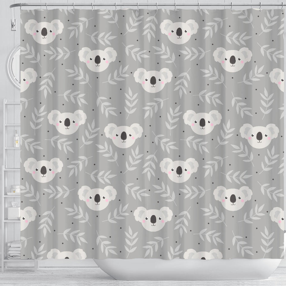 Cute Koala Leaves Pattern Shower Curtain Fulfilled In US