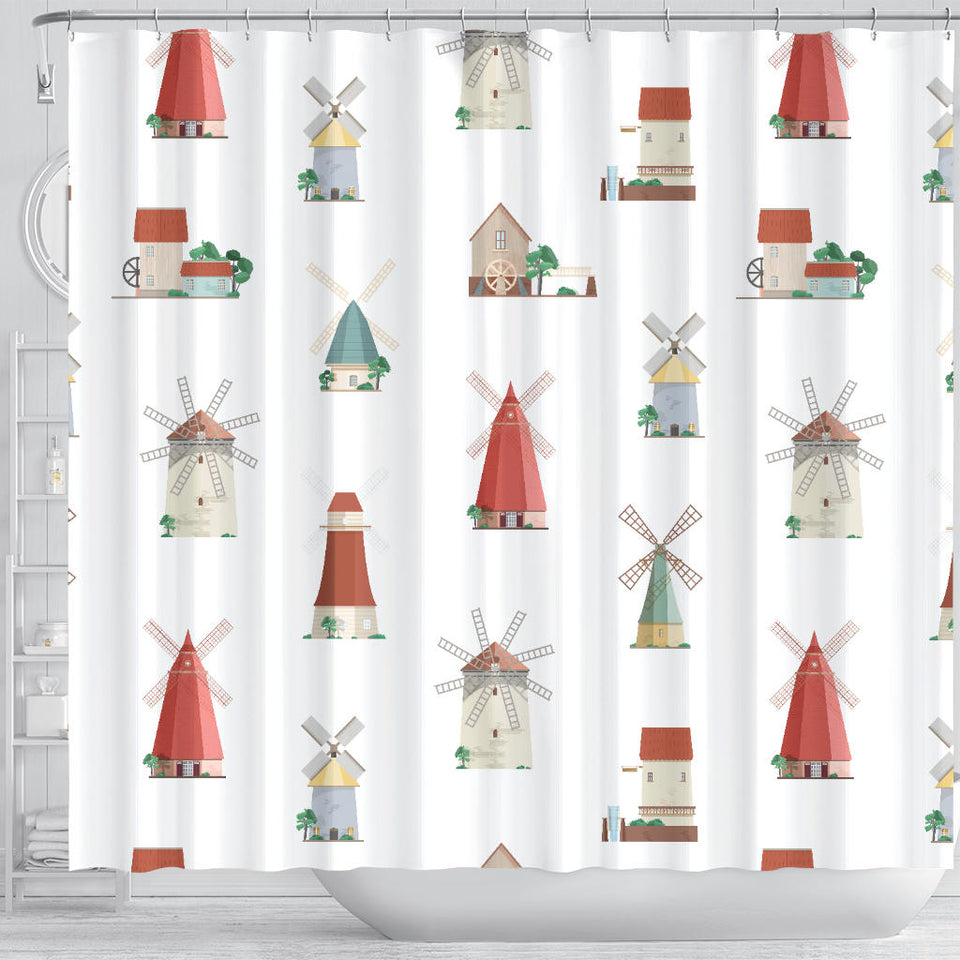 Windmill Design Pattern Shower Curtain Fulfilled In US