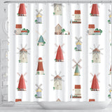 Windmill Design Pattern Shower Curtain Fulfilled In US