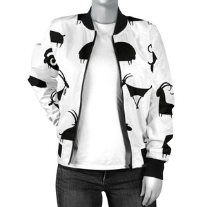Goat Ram Pattern Women'S Bomber Jacket