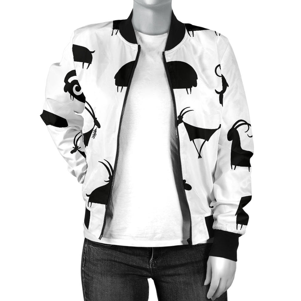Goat Ram Pattern Women'S Bomber Jacket
