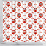 Daruma Japanese Wooden Doll Design Pattern Shower Curtain Fulfilled In US
