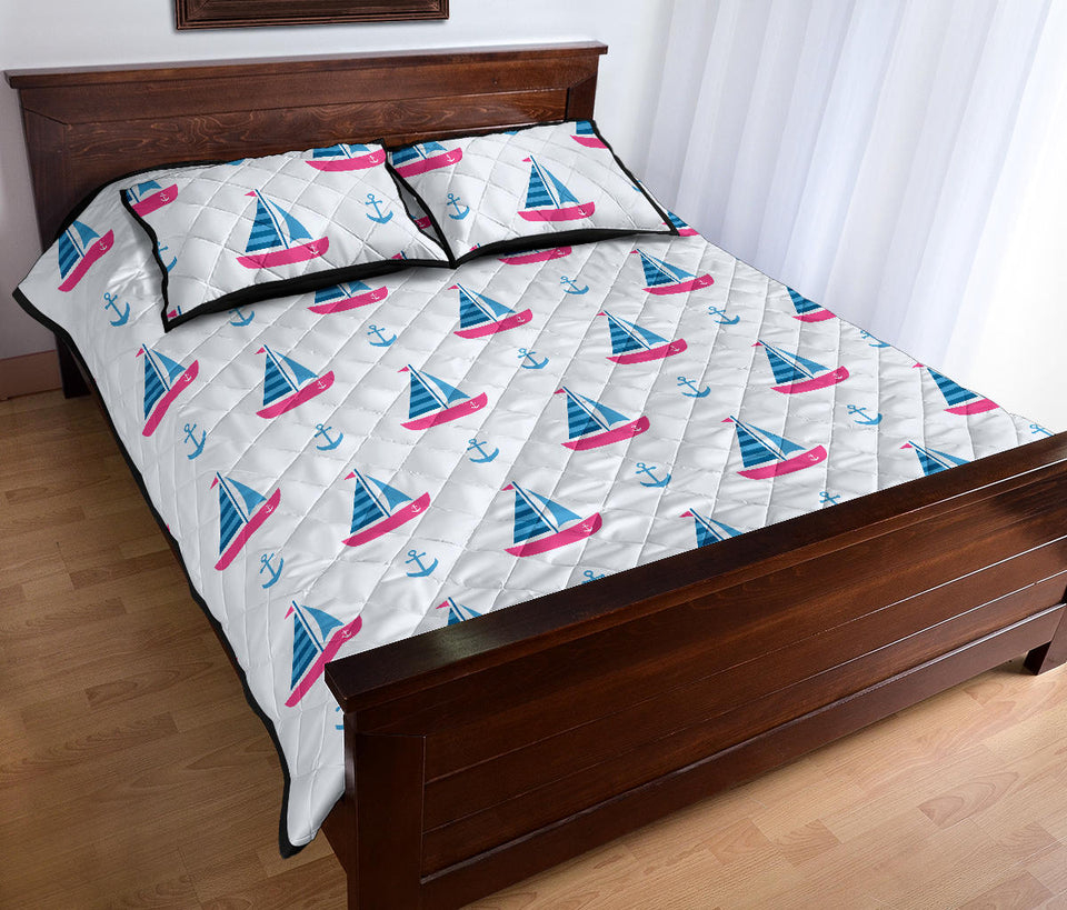 Sailboat anchor pattern Quilt Bed Set