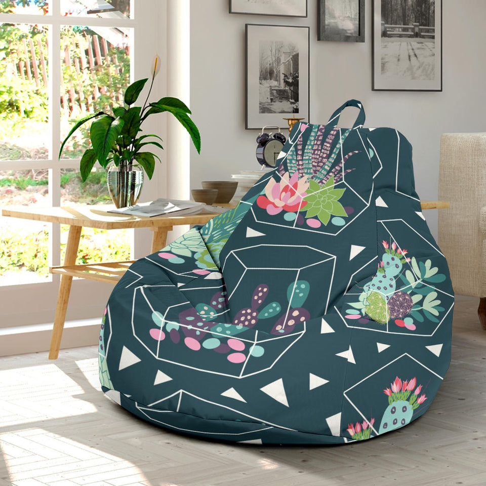 Cactus Glass Terrarium Pattern Bean Bag Cover