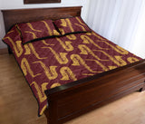 Hand drawn gold saxophone red background  Quilt Bed Set