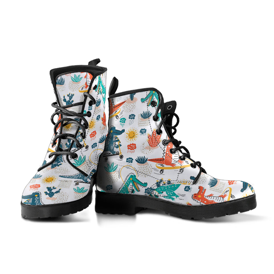 Cute Crocodile Pattern Leather Boots