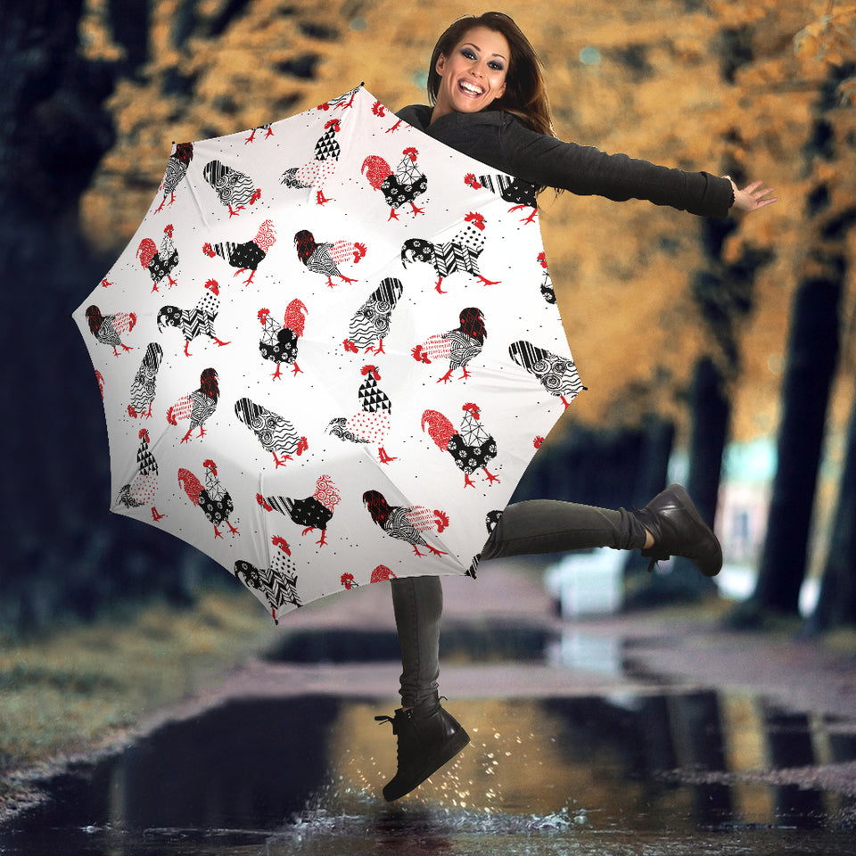 Cool Rooster Chicken Cock Floral Ornament Background Umbrella
