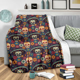 Sugar Skulls Flower Maxican Pattern Premium Blanket