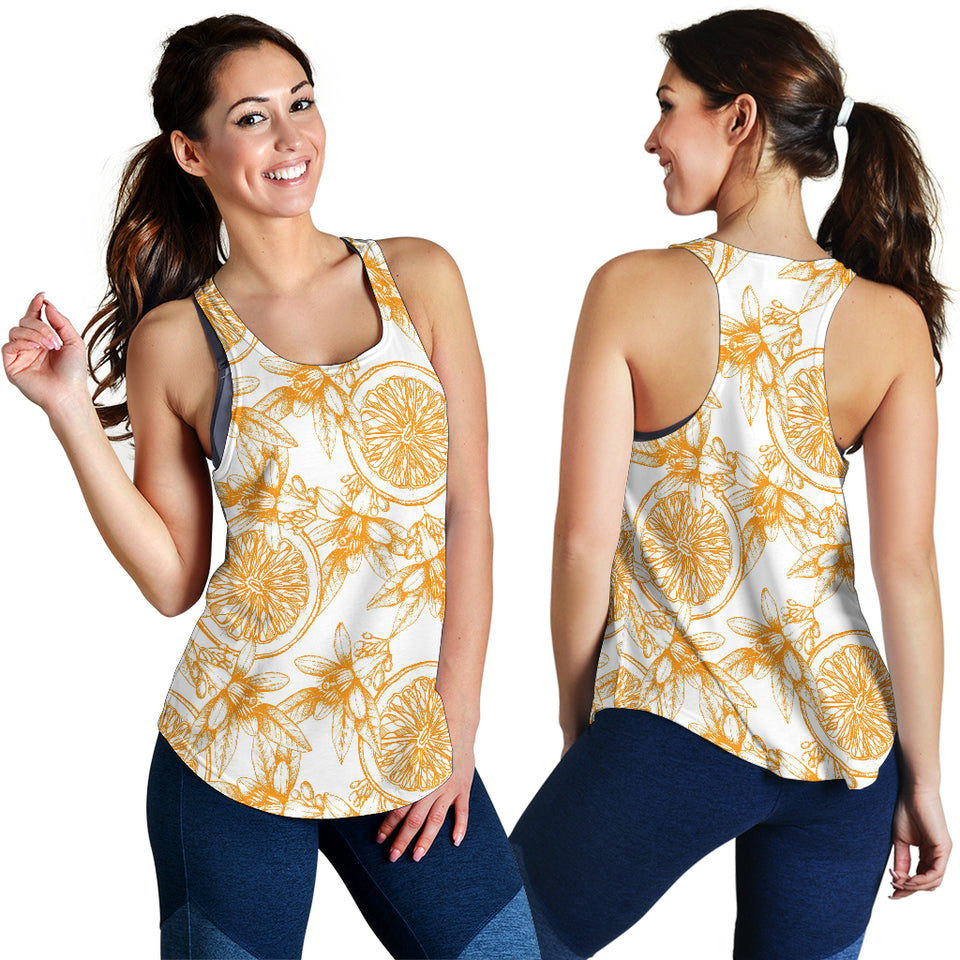 hand drawn orange fruit pattern Women Racerback Tank Top