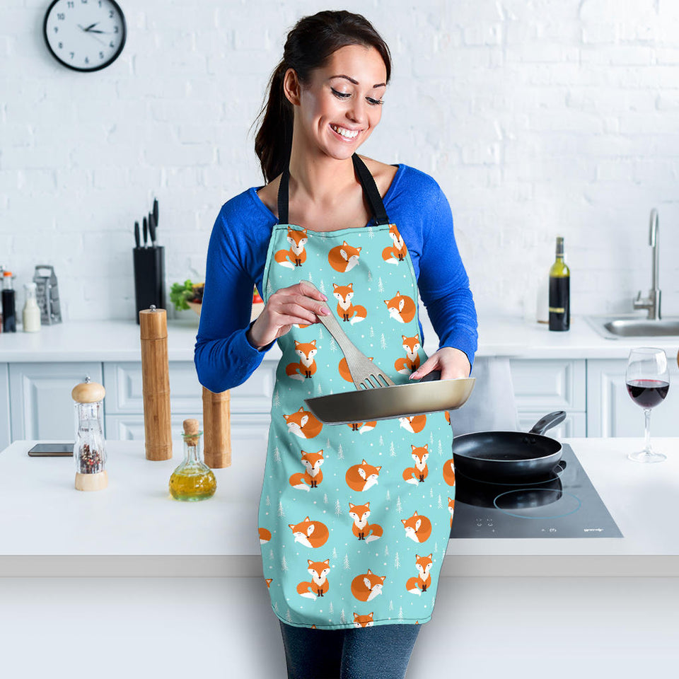 Fox Pattern Blue B Ackground Adjustable Apron