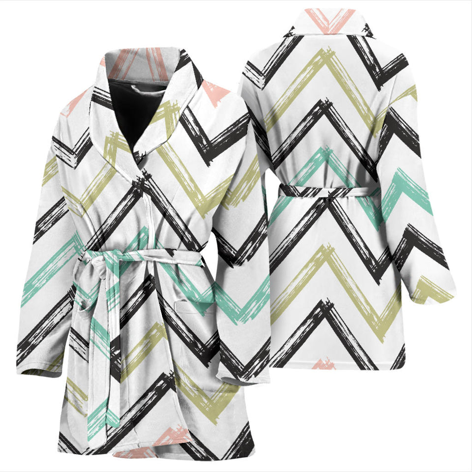 Zigzag  Chevron Paint Pattern Women'S Bathrobe