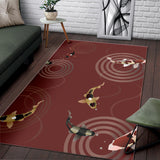 Koi Fish Carp Fish Red Background Area Rug