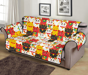 Colorful Maneki Neko Lucky Cat pattern Sofa Cover Protector