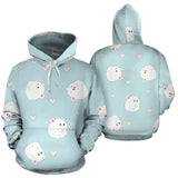 White Cute Hamsters Heart Pattern Men Women Pullover Hoodie