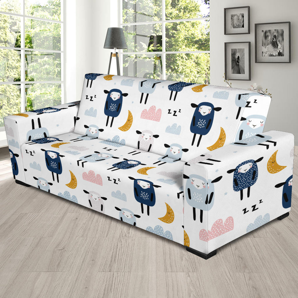 Cute Sleeping Sheep Moon Cloud Pattern Sofa Slipcover