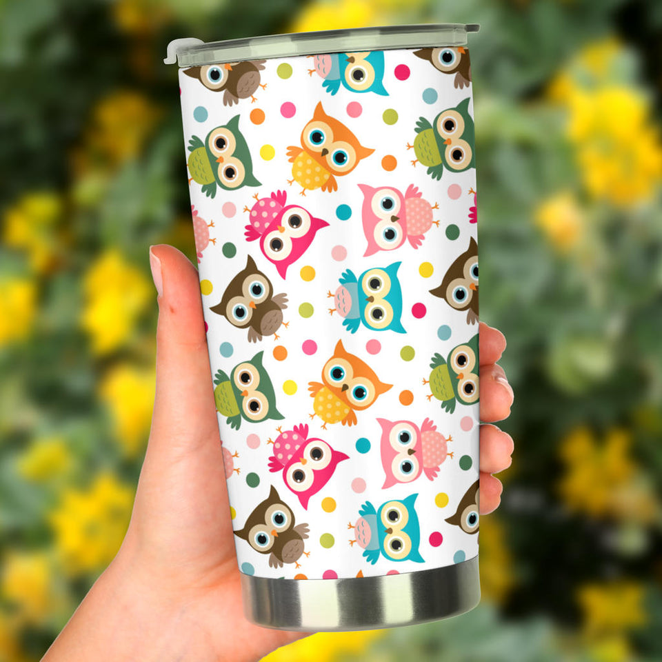 Color Cute Owl Pattern Tumbler
