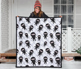 Ninja Pattern Plaid Background Premium Quilt