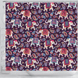 Elephant Indian Style Ornament Pattern Shower Curtain Fulfilled In US