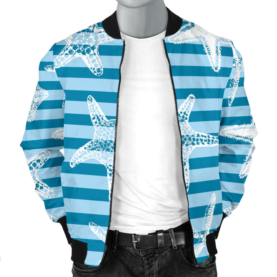 Starfish Blue Blackground Men'S Bomber Jacket
