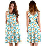 Fried Eggs Pattern Print Design 04 Sleeveless Midi Dress