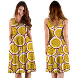 Passion Fruits Slice Pattern Sleeveless Midi Dress