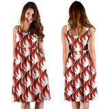 Fire Flame Symbol Design Pattern Sleeveless Midi Dress