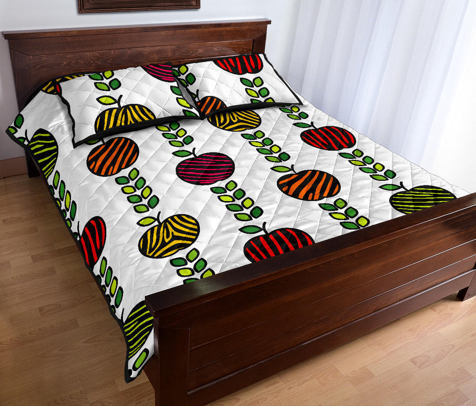 colorful apples leave zebra stripe Quilt Bed Set