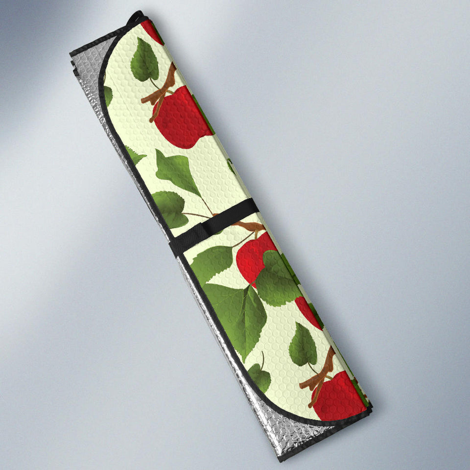 Red Apples Leaves Pattern Car Sun Shade