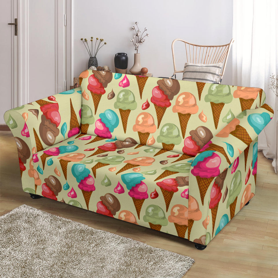 Colorful Ice Cream Pattern Loveseat Couch Slipcover