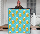 Beer Pattern Green Background Premium Quilt
