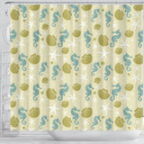 Seahorse Shell Starfish Pattern Background Shower Curtain Fulfilled In US