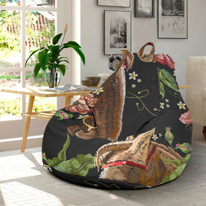 Horse Head Wild Roses Pattern Bean Bag Cover