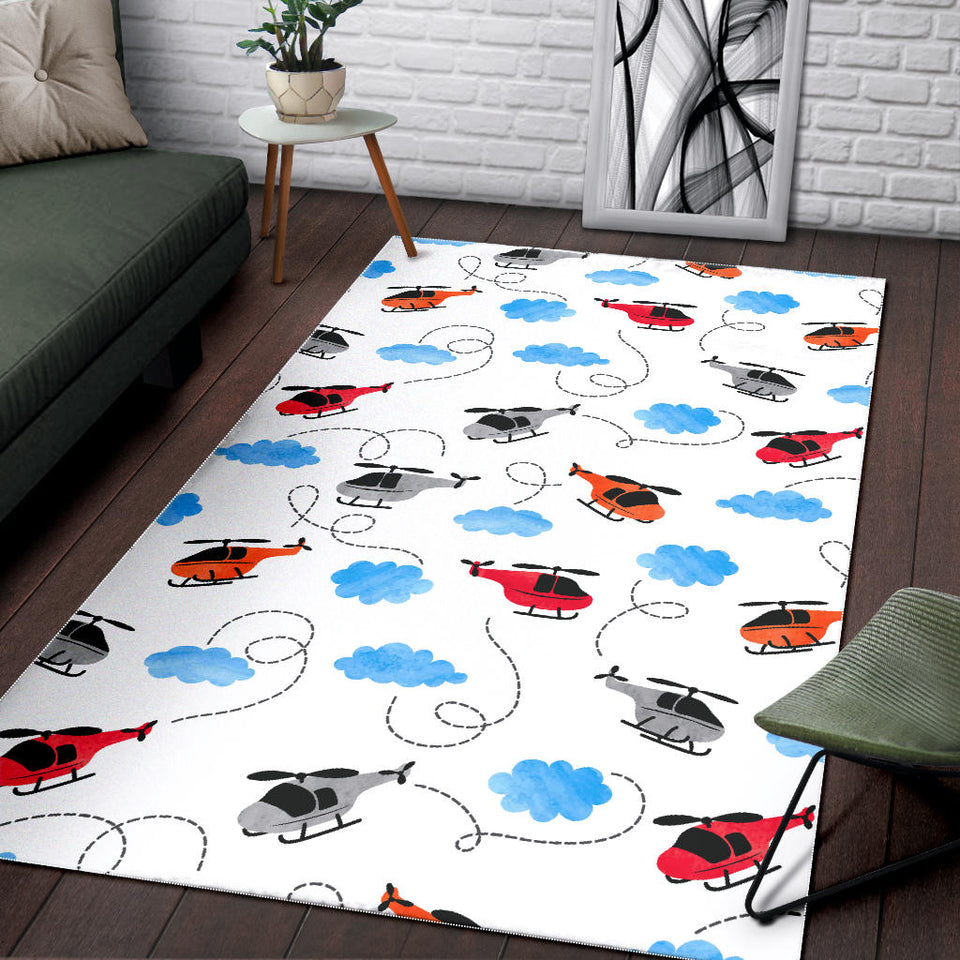 Watercolor Helicopter Cloud Pattern Area Rug